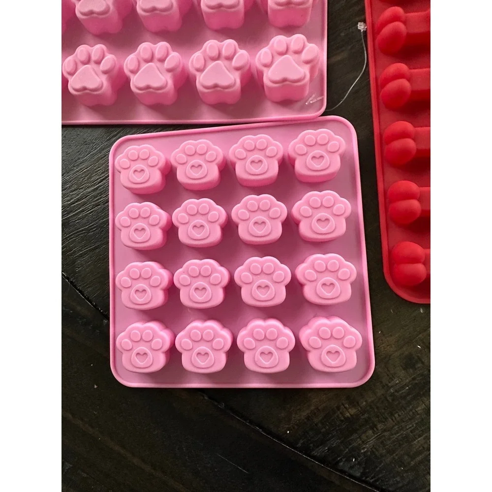 Silicone‎ Dog Treat Molds Baking Molds Paw Bone Flower Shapes for Pets
